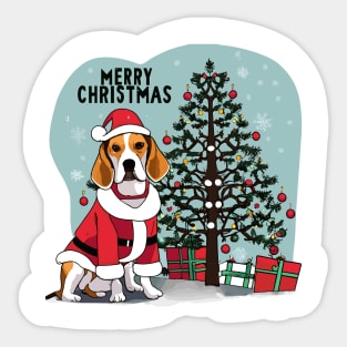 Beagle Dogs Christmas Tree Sticker